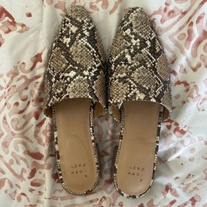 Snakeskin Studded Mules